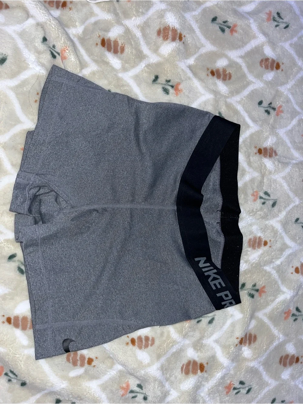 Nike Gray Women's Bike Shorts with Black Branded Waistband